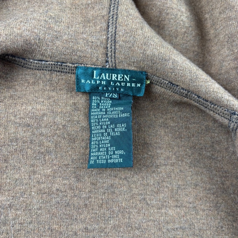 Lauren Ralph Lauren Jacket Womens Small Petite Black Wool Knit Hooded Full Zip - Picture 5 of 10